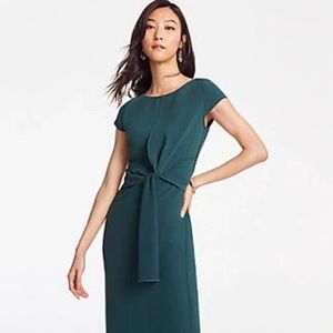 Ann Taylor Foldover Tie Waist Sheath Dress Woodsy Green 2